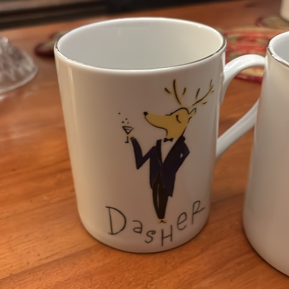 Pottery Barn Reindeer mugs. Dancer- Dasher and Prancer. - Picture 2 of 6